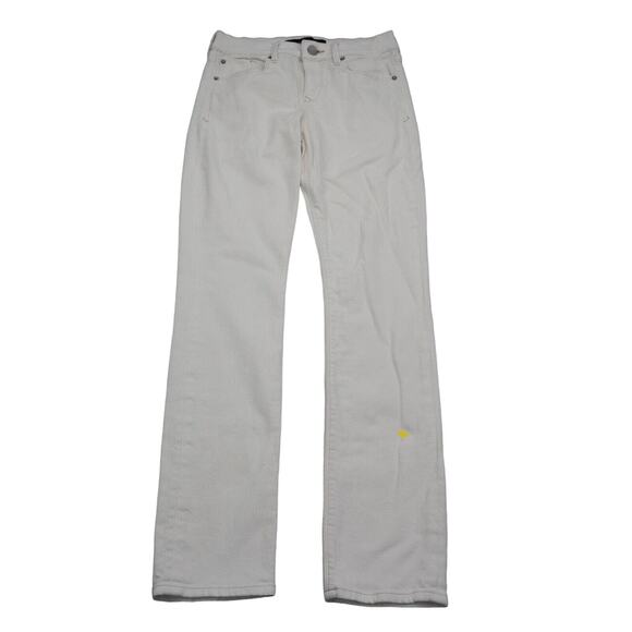 Express Pants Womens 2 White Skinny Mid Rise Button Pocket Stretch Denim Jeans - Picture 1 of 16